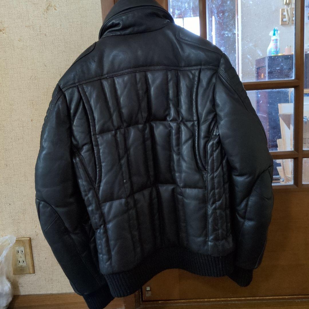 ユニオンジャップシングルライダースダウンジャケットブラックサイズM