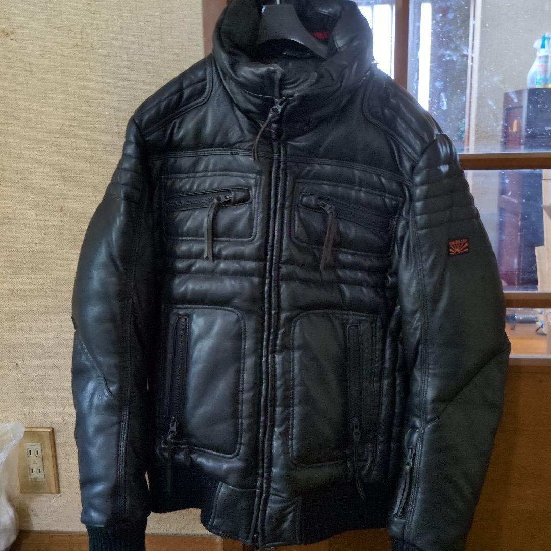 ユニオンジャップシングルライダースダウンジャケットブラックサイズM