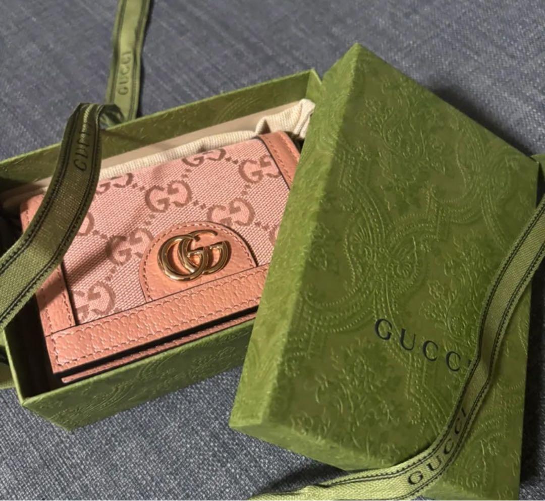 GUCCI 財布 二つ折り財布 オフィディアGG ピンク ウォレット
