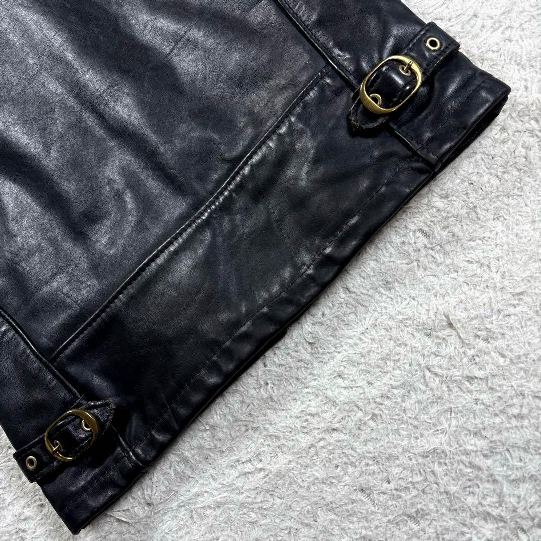 ✨希少・ボアライナー✨ショット　トラッカージャケット　レザー　米国製　袖リブ　黒