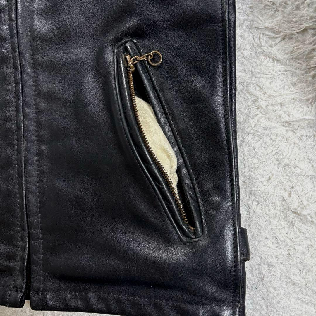 ✨希少・ボアライナー✨ショット　トラッカージャケット　レザー　米国製　袖リブ　黒