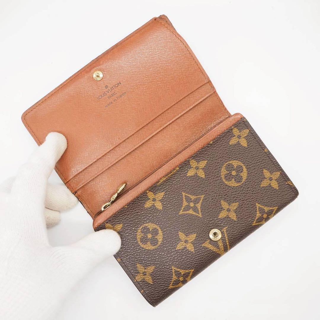 ルイヴィトン トレゾール 二つ折り財布 モノグラム ブラウン コンパクト