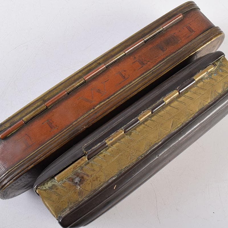 西洋アンティーク　十七世紀十八世紀　古銅　人物刻　嗅煙草入　2点　M　R8980