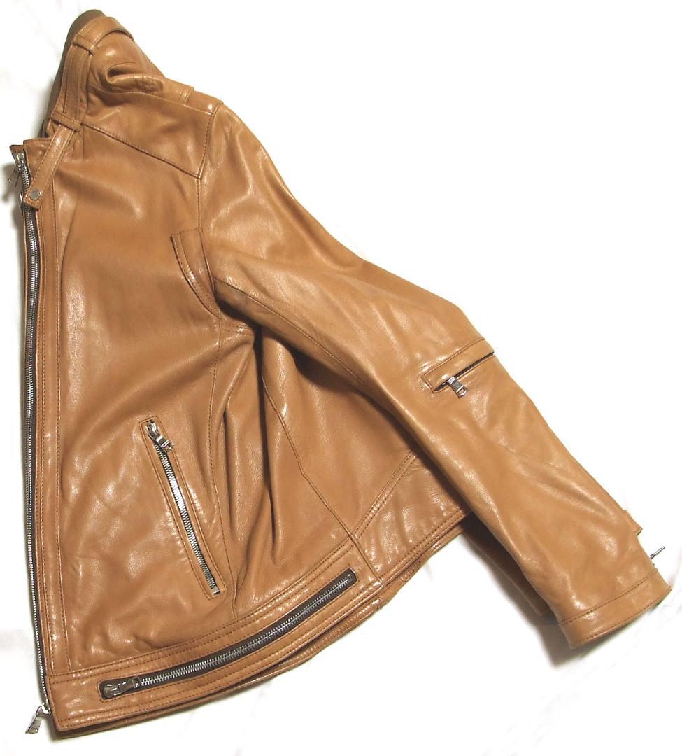 LOVELESS羊革シングルライダースJK【S】希少ヌメ色W-ZIP