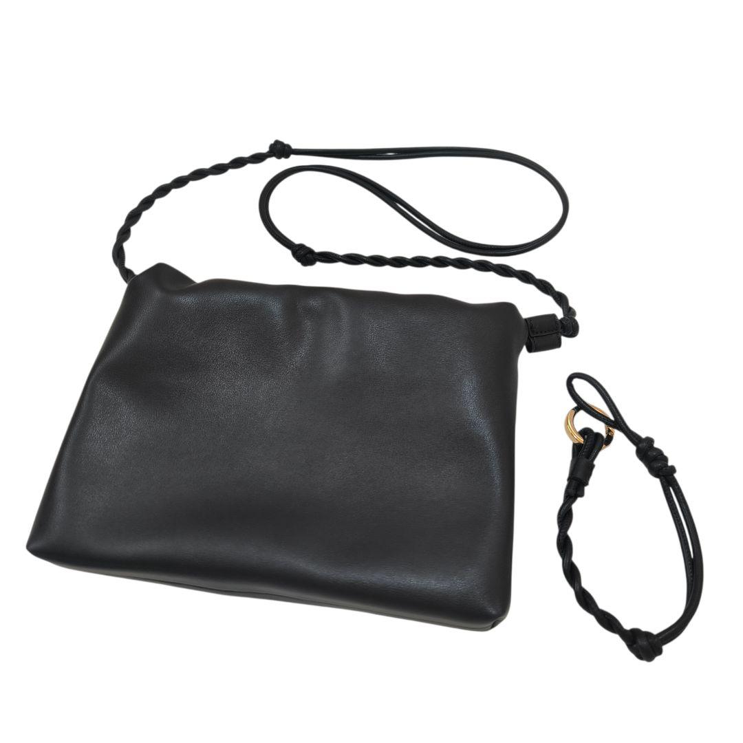 サロンアダムエロペ　スプリットレザードロストミニショルダー　巾着バッグ　黒