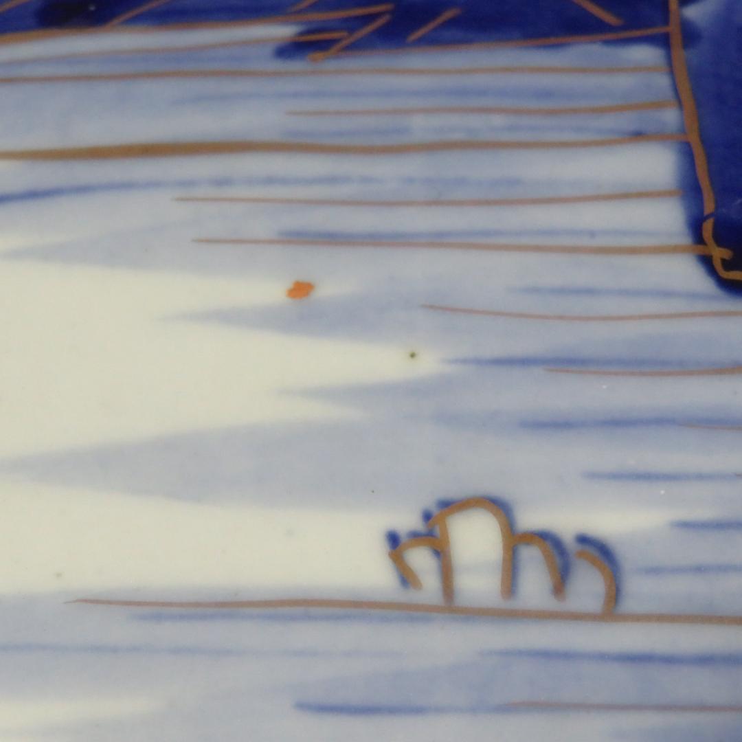 三組丼 山水 染付 二重高台 明治 三つ丼 三つ鉢 古伊万里 江戸 明治