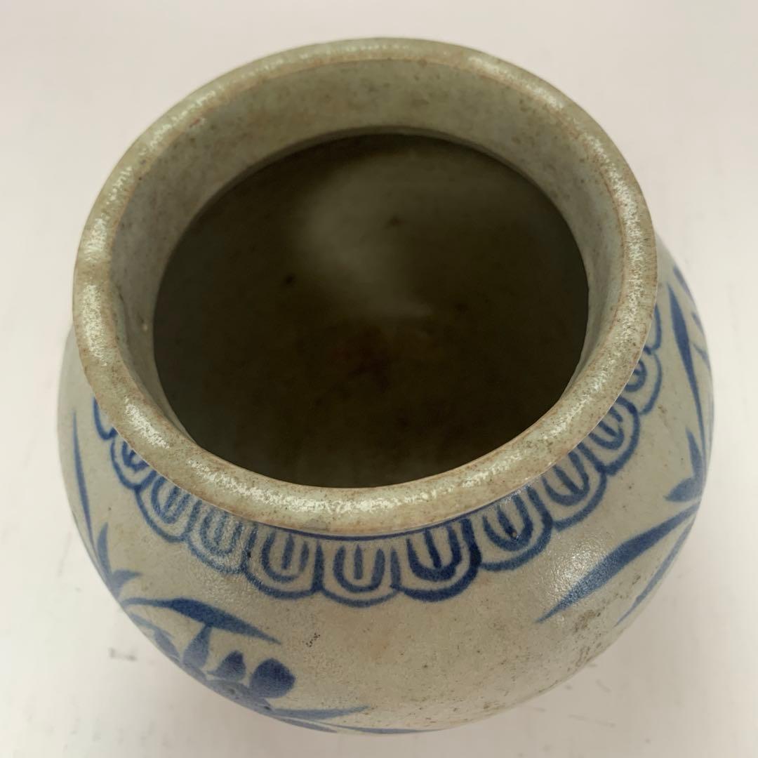 李朝　染付　壺　韓国美術　送料込み
