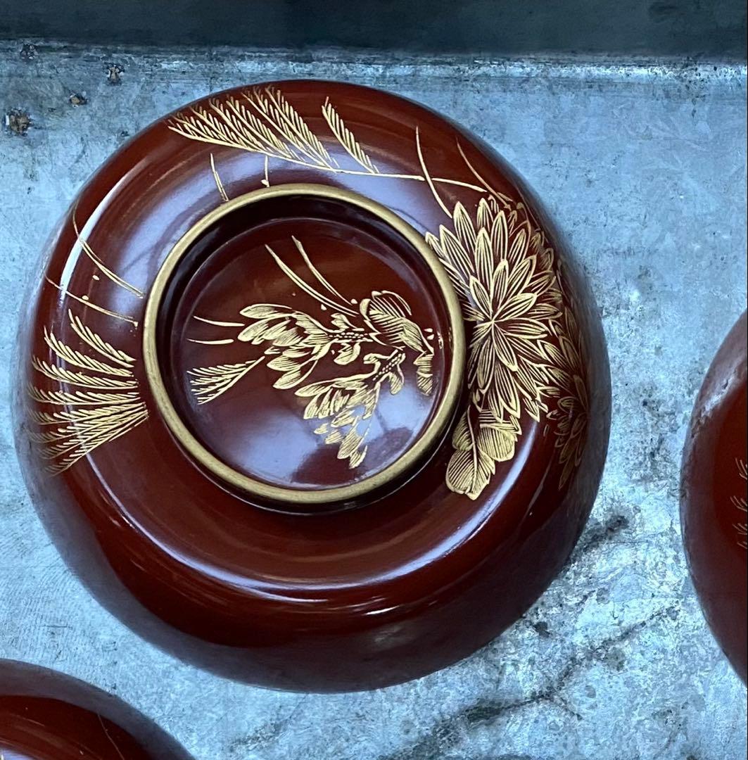輪島塗　漆器 椀 10個セット 黒赤 金色装飾