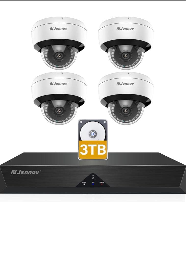 高画質防犯カメラ4台　3TBHDD内蔵レコーダー