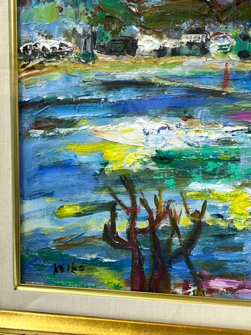 額入り油彩画 福本けいこ 風景画 1137