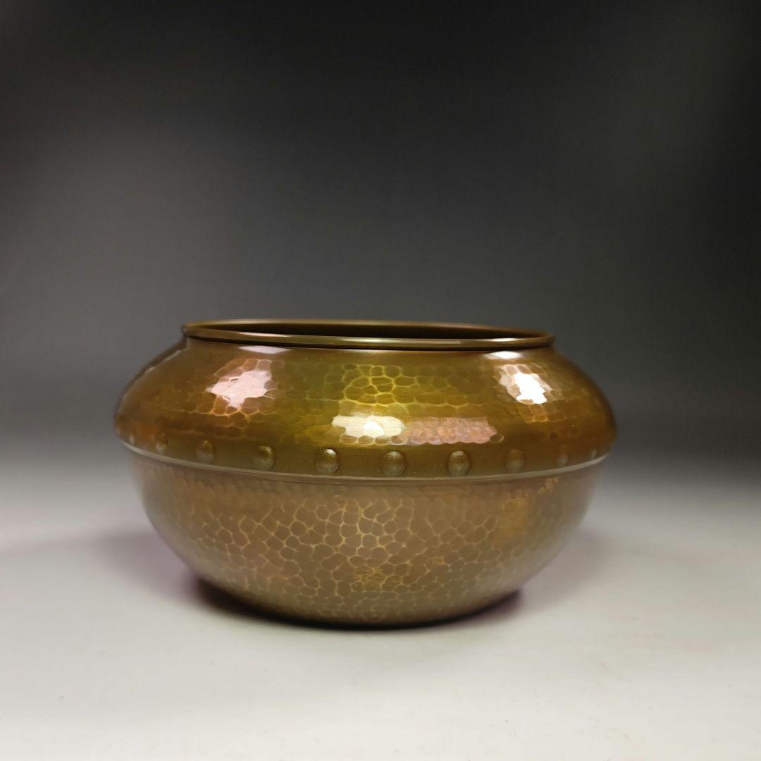 イ550 建水『唐銅風炉師　黒瀬宗康』『鵬雲斎好　モール　累坐建水　共箱』茶道具