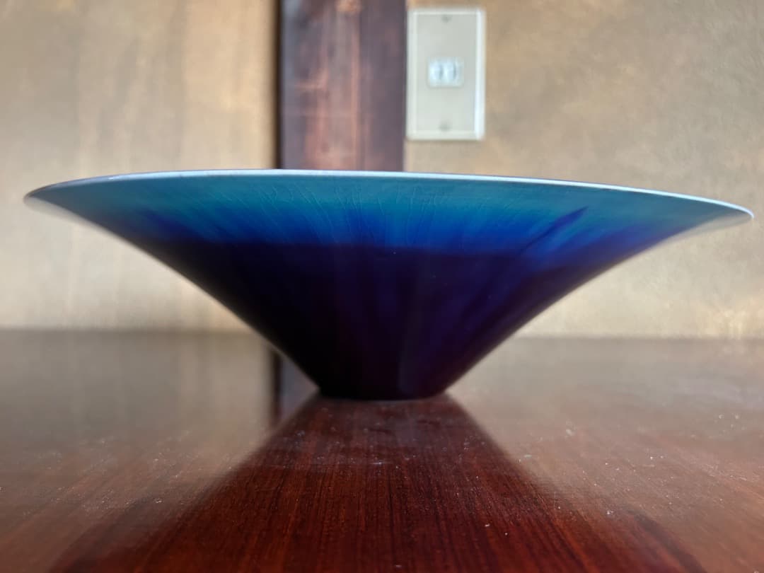 三代徳田八十吉　彩釉鉢　輪華　31センチ