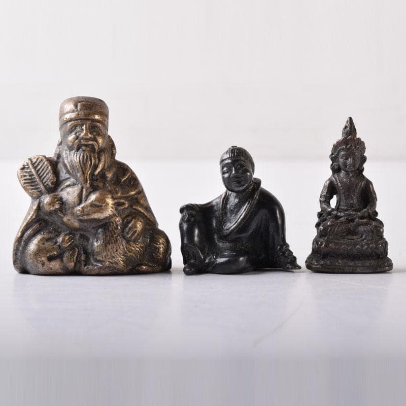 中国　古銅　チベット仏　仏像　人物像など　紙鎮　置物　6点まとめて　C　7455