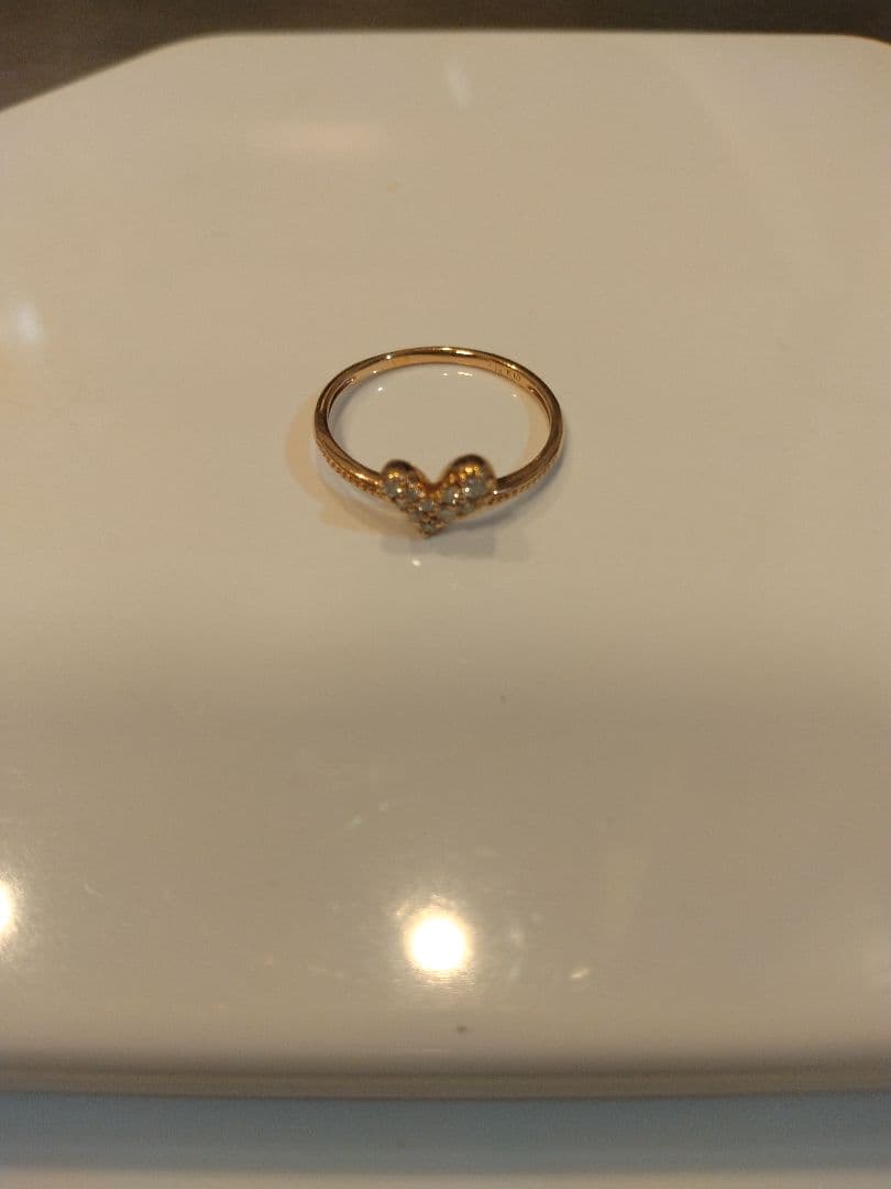 ｋ10　ダイヤ　ピンクゴールド ハート型リング 1.0g