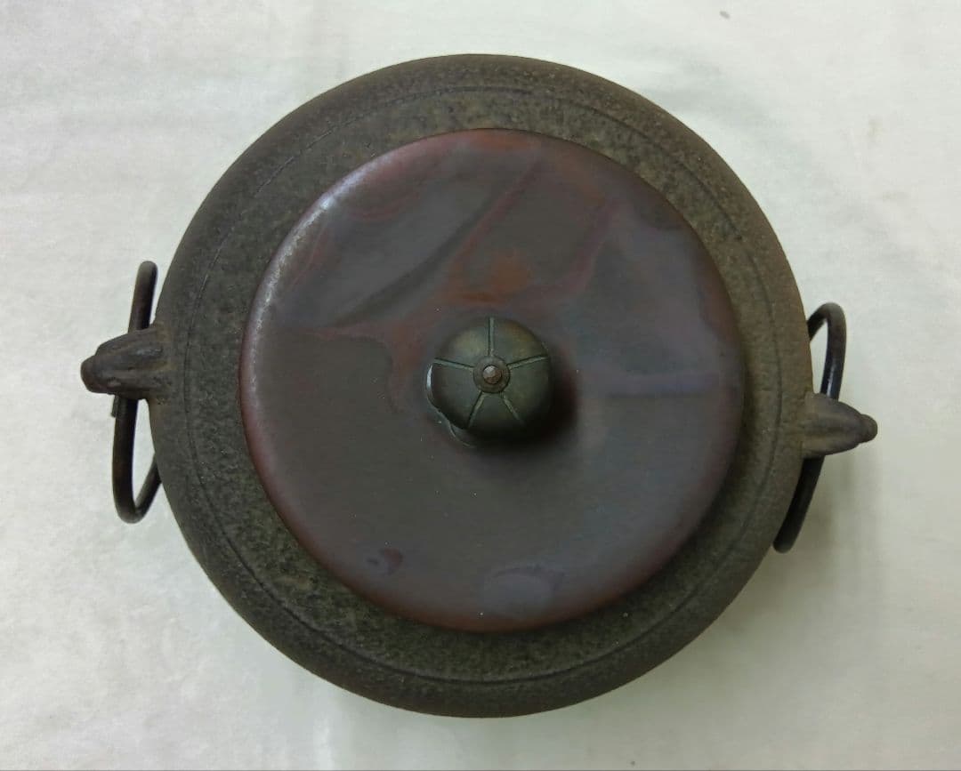 茶道具　唐銅朝鮮風炉　茶釜セット　レトロ　和室　伝統文化　真形釜　鉄瓶
