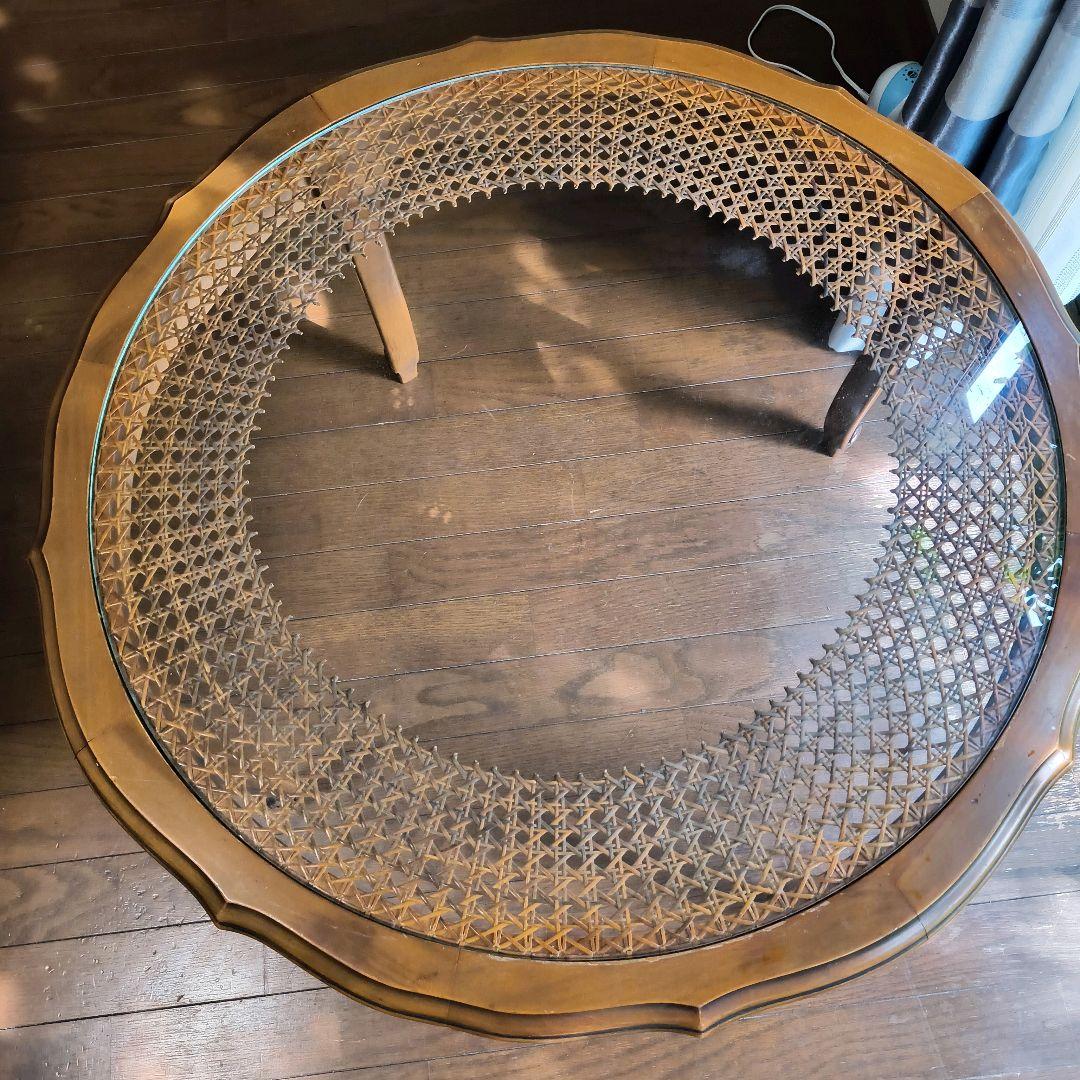 都内限定 イタリア 円形コーヒーテーブル ガラス天板 猫脚