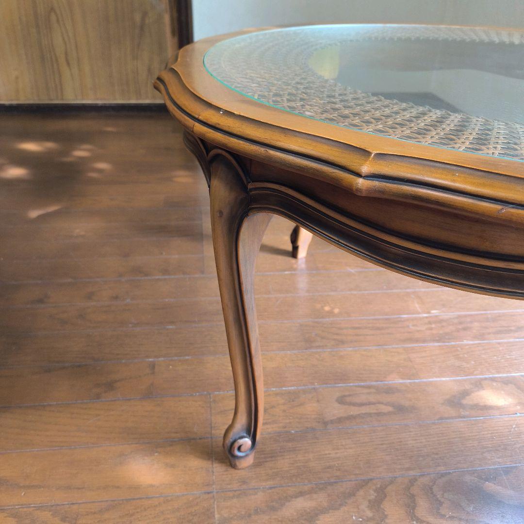 都内限定 イタリア 円形コーヒーテーブル ガラス天板 猫脚