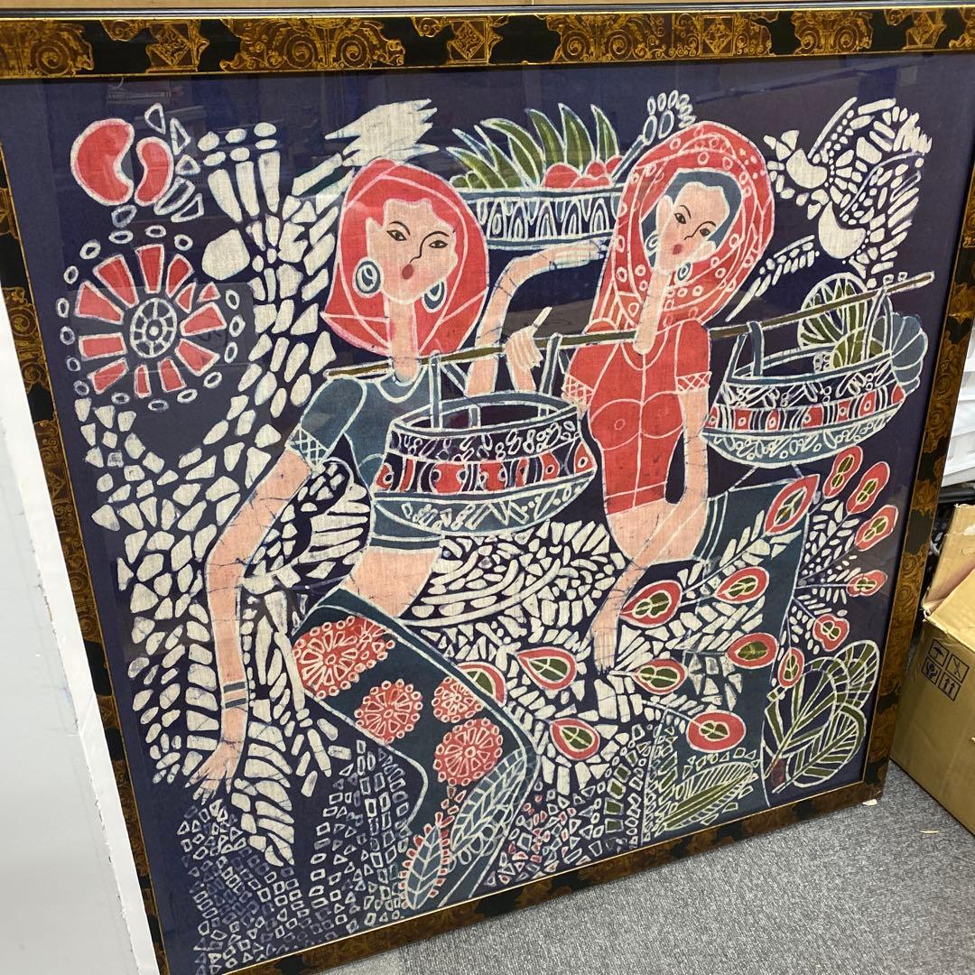 ガラスケース付きろうけつ染め額