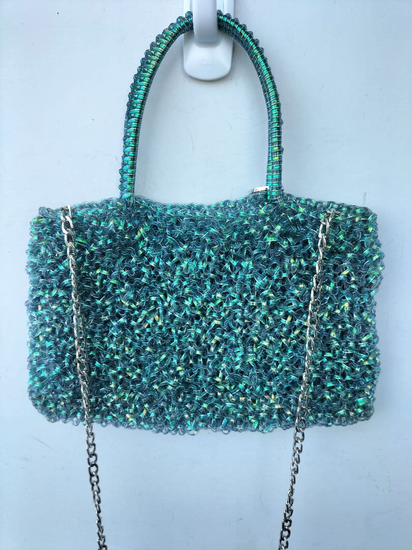 美品　ANTEPRIMA アンテプリマ ワイヤーバッグ 　ブルー　グリーン