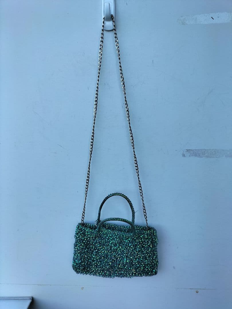 美品　ANTEPRIMA アンテプリマ ワイヤーバッグ 　ブルー　グリーン