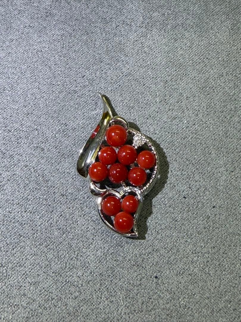 ｍｉｕトップダイヤモンド付け刻印　赤珊瑚 ペンダントトップ 珊瑚血色　5g