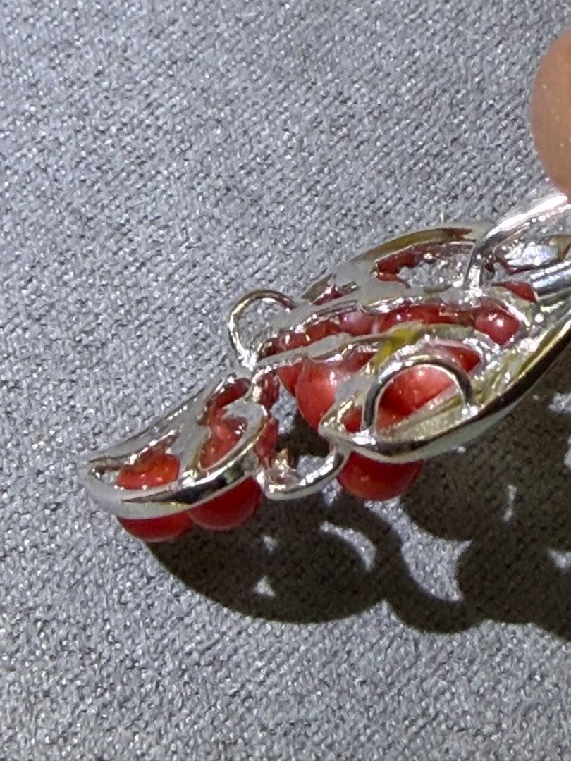 ｍｉｕトップダイヤモンド付け刻印　赤珊瑚 ペンダントトップ 珊瑚血色　5g