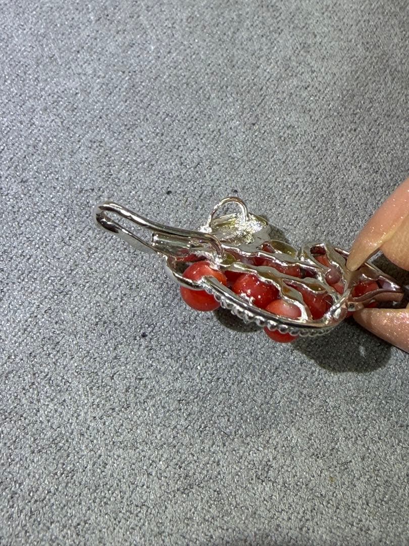 ｍｉｕトップダイヤモンド付け刻印　赤珊瑚 ペンダントトップ 珊瑚血色　5g