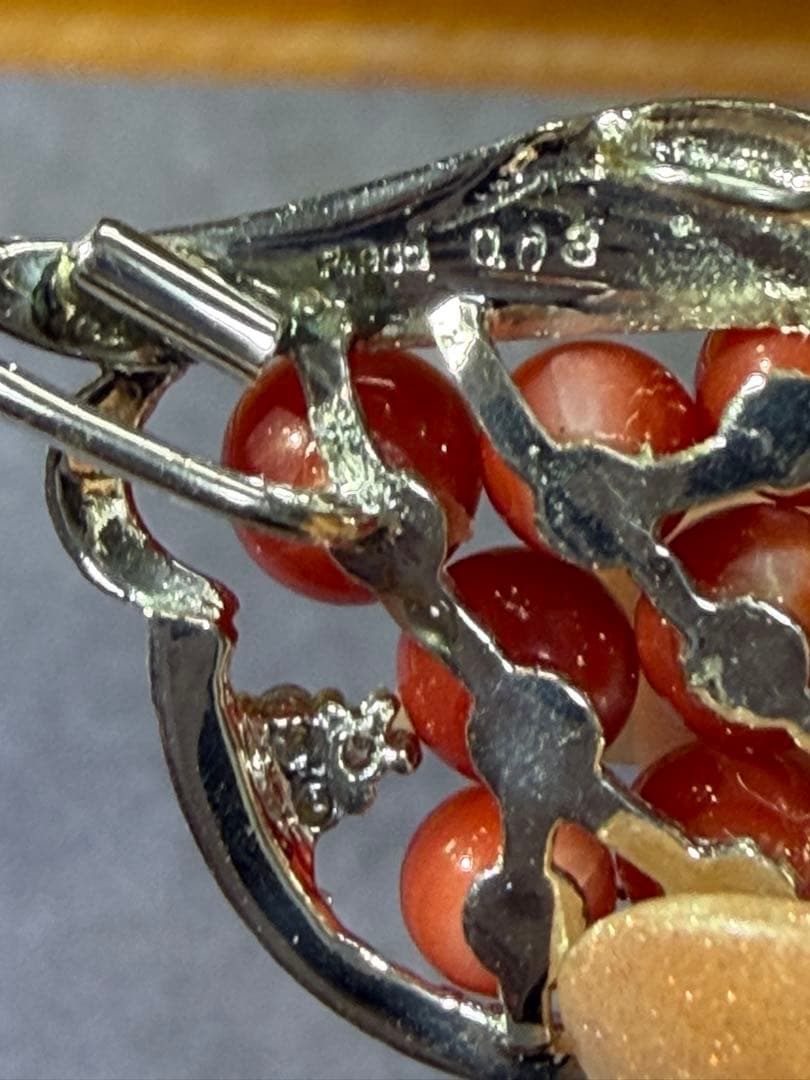 ｍｉｕトップダイヤモンド付け刻印　赤珊瑚 ペンダントトップ 珊瑚血色　5g