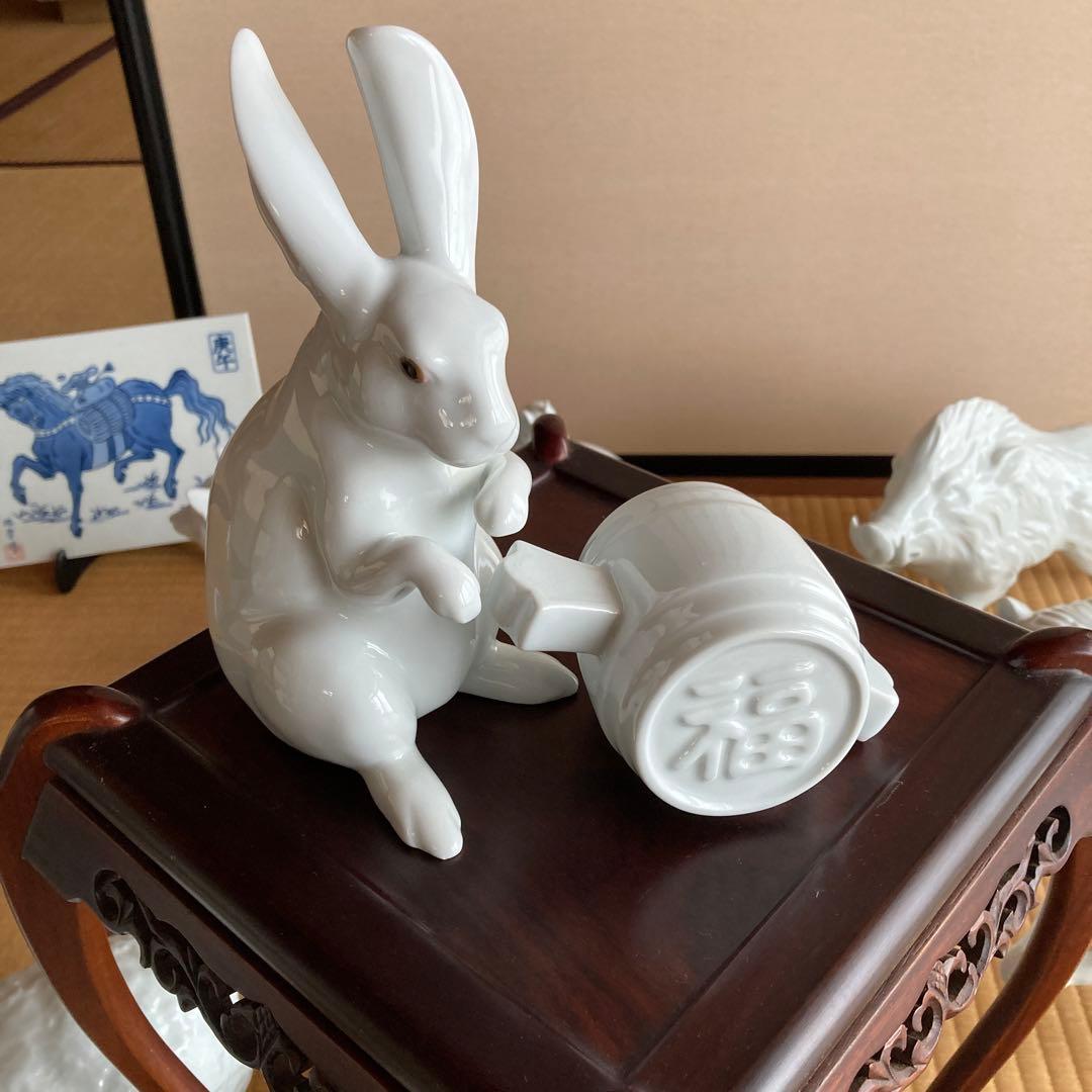 有田焼　白磁　12干支　置物セット