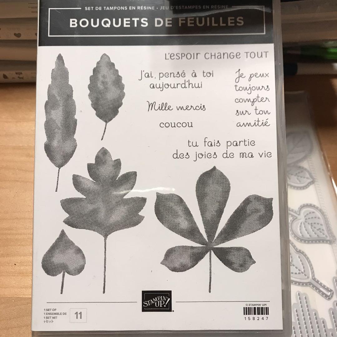 １点のみ　未使用　スタンピンアップ　フランス語　大きな葉が可愛いスタンプ＆ダイ