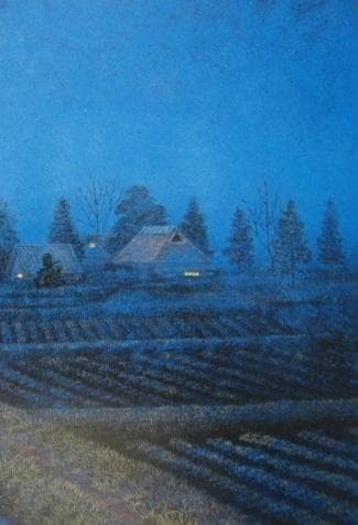 佐藤晨、【宵月】、希少な額装用画集より、新品額装付、状態良好