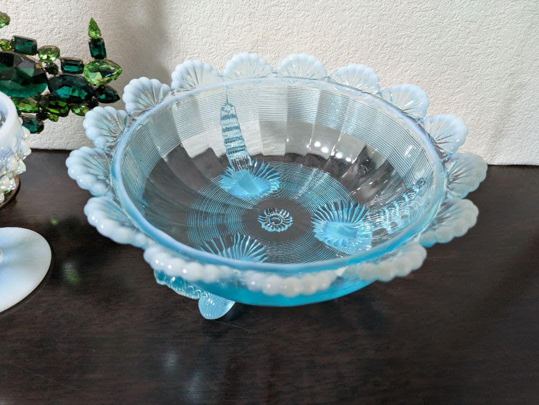 ヴィンテージMosser Glass　ラージサイズ　脚付きベリーボウル 　刻印