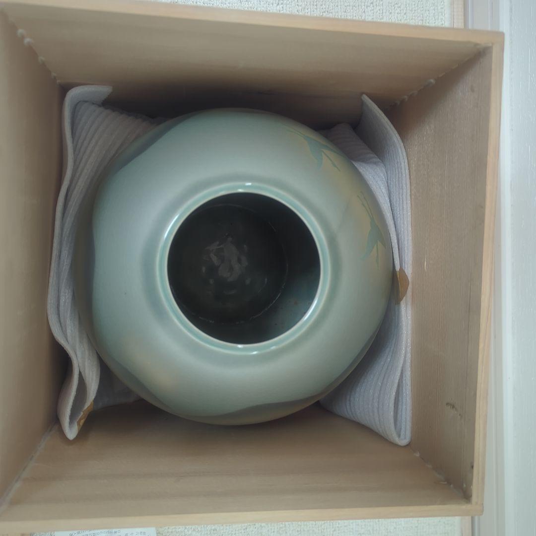 【宮内庁お買上げ作家】九谷焼 山田義明 作 「飛翔」 飾花瓶 共箱・栞付