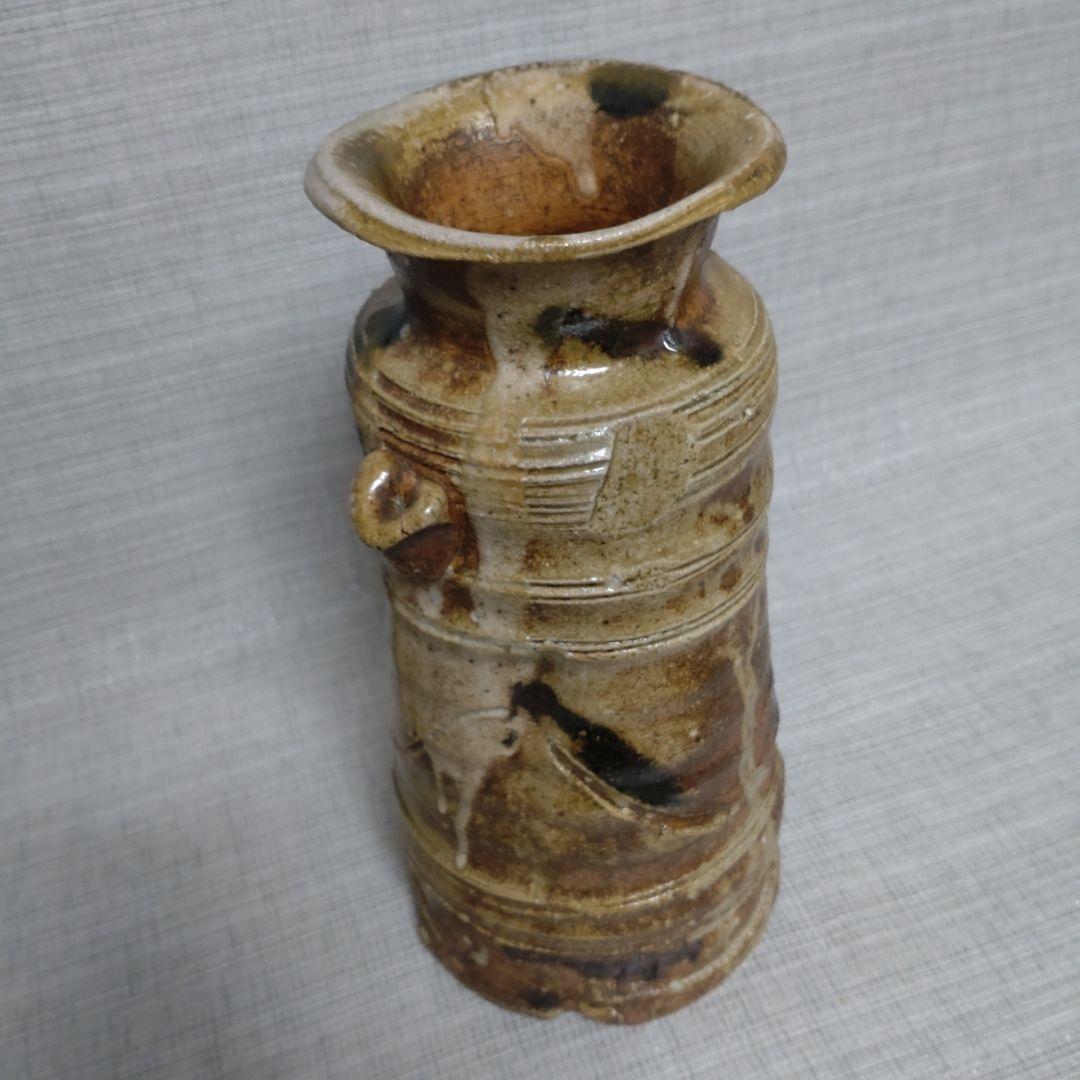 美濃伊賀　花入　山月窯　川本了生　茶道具　共箱・共布あり