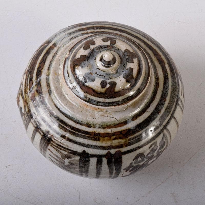 タイ古陶磁　スンコロク　宋胡録　香合　蓋物　時代箱　V　R8148