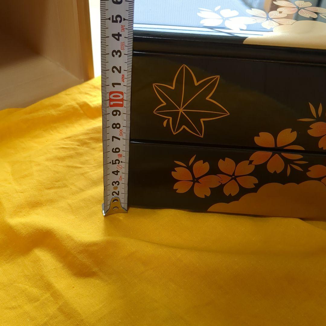 【輪島塗り　重箱】うるし塗装　天然木　地の粉漆下地　二段重箱　桜