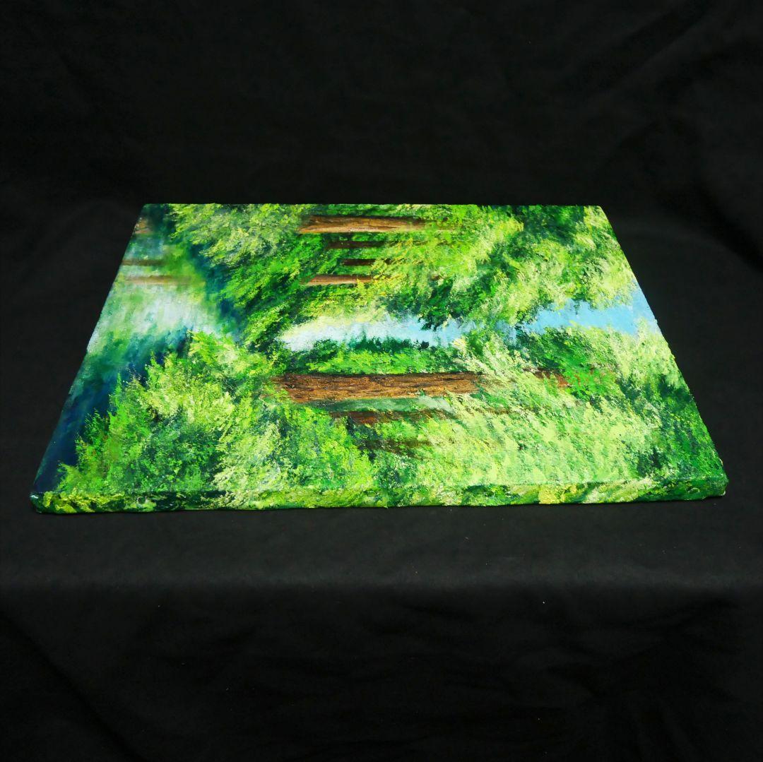 油絵 油彩 油彩画 絵 絵画 【新緑と川】F8号