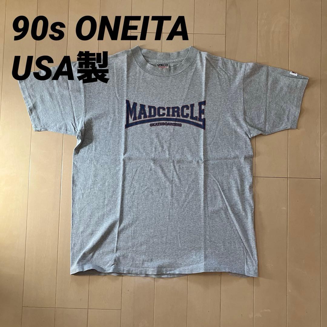 90s ONEITA Tシャツ　mad circle skateboard