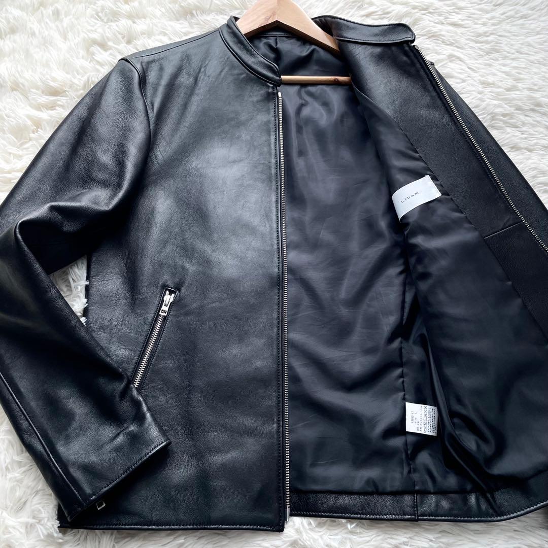 極美品✨リドム　ライダースジャケット　Wジップ　ラムレザー　黒　L