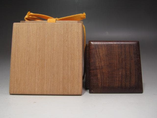 ☆　時代　布袋香合　表千家　九代了々斎在判・十三代即中斎追書　二重箱☆y594