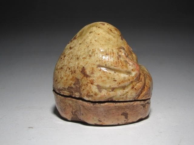 ☆　時代　布袋香合　表千家　九代了々斎在判・十三代即中斎追書　二重箱☆y594