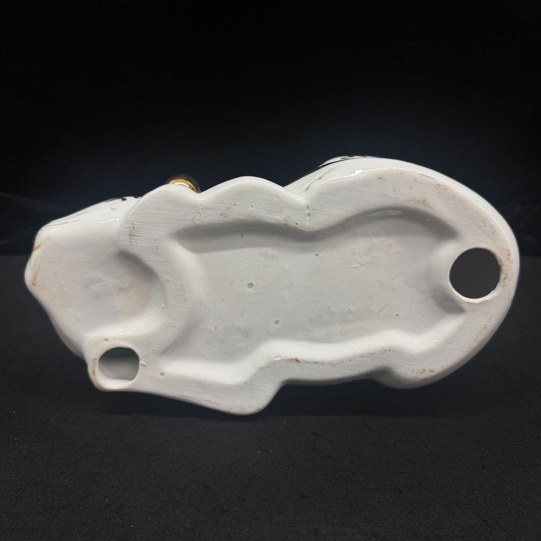 古伊万里 染錦 眠り猫 金彩色絵 猫 置物 招き猫 縁起物 24cm