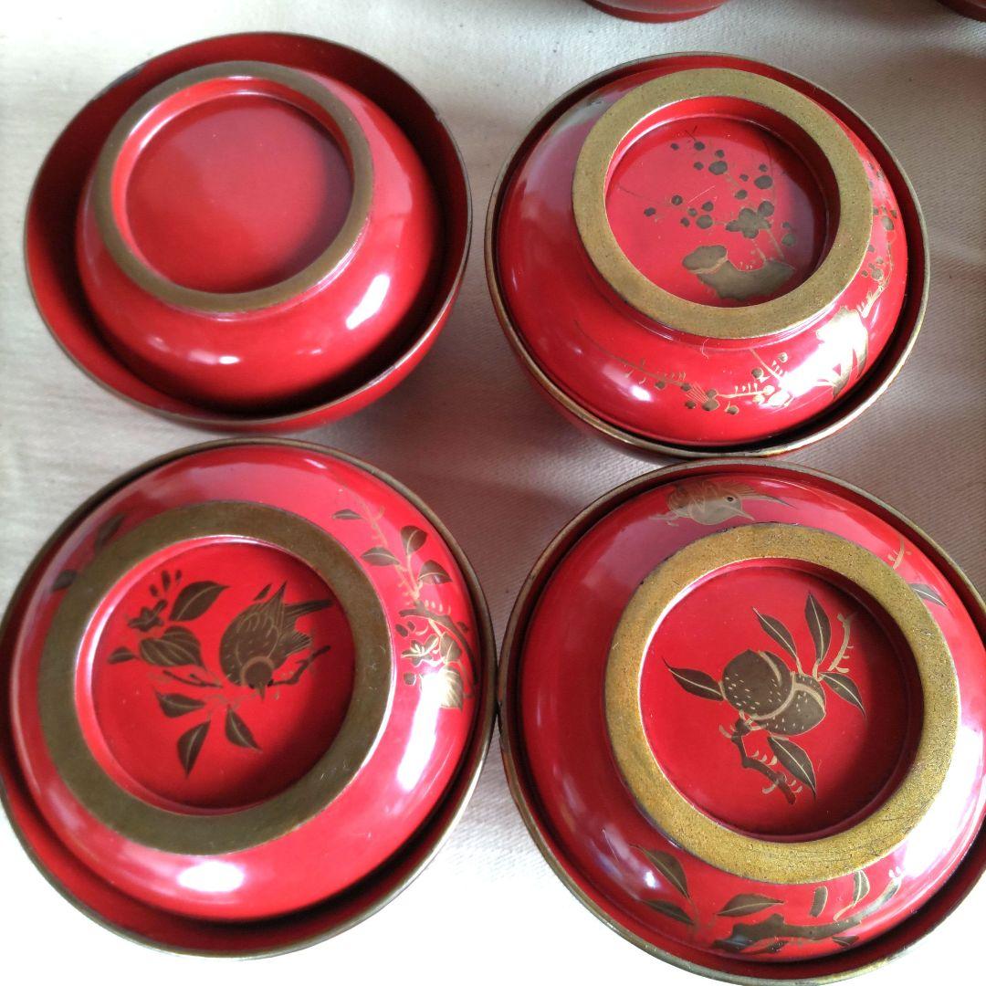 金蒔絵　花鳥絵変わり菓子椀　9客