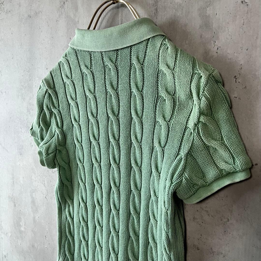 ポロラルフローレン　ケーブルニット　ポロシャツ　ウォッシュ加工