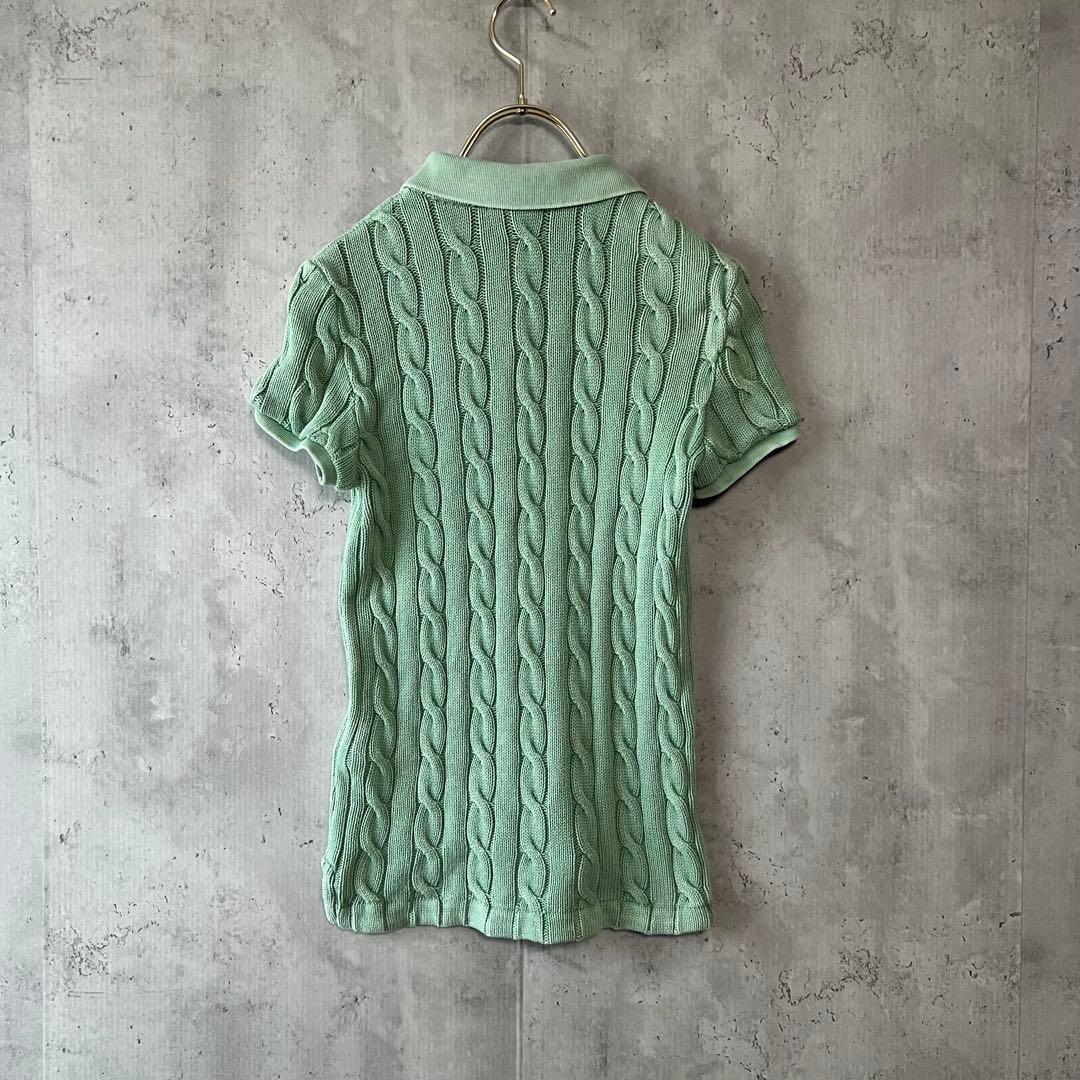 ポロラルフローレン　ケーブルニット　ポロシャツ　ウォッシュ加工