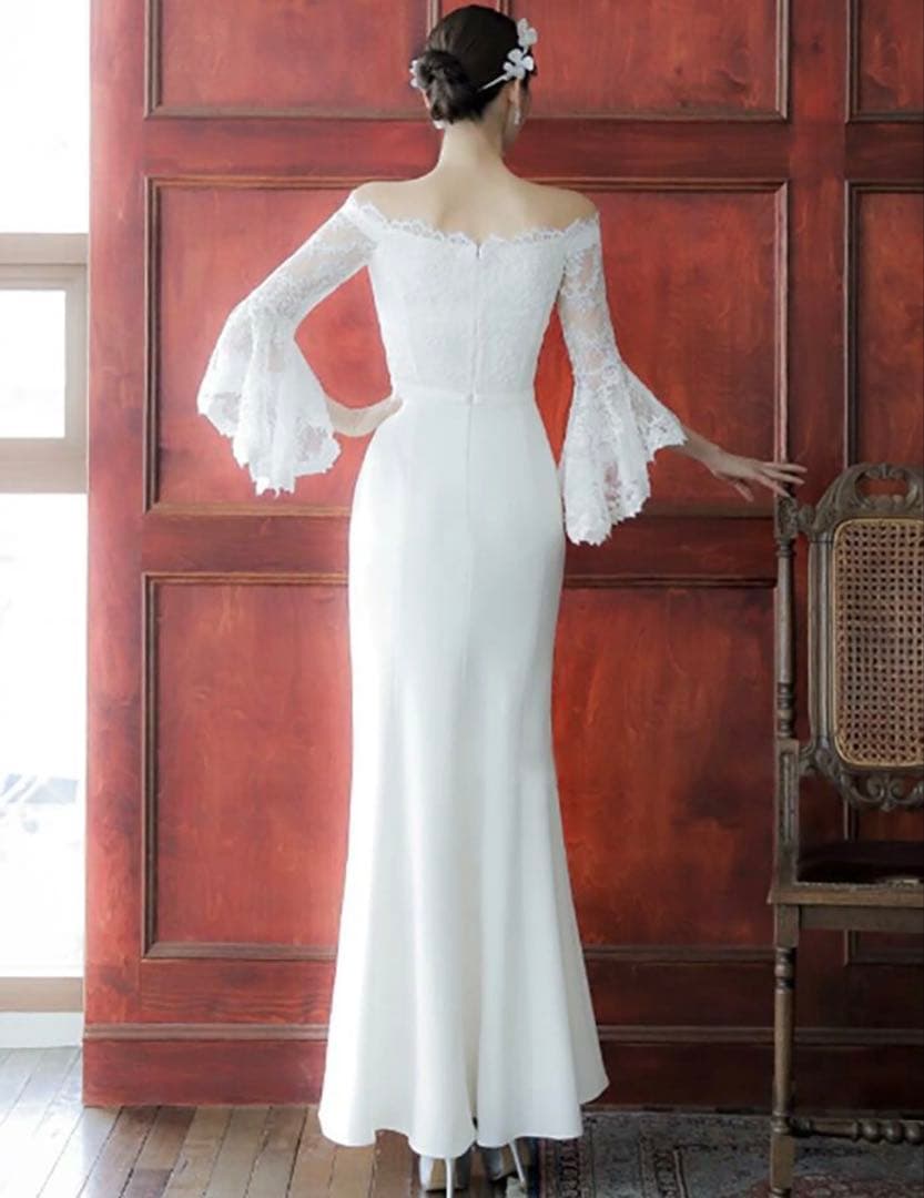 ビタースウィート　オフショルダー ウェディングドレス　前撮り　二次会　結婚式