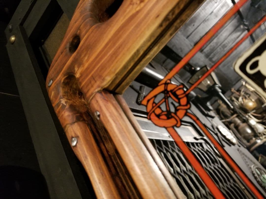 ヴィンテージ　木製　透かし彫り　額装飾　ミュシャ　ノスタルジア　アート　ミラー