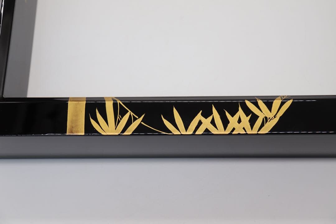 江岳作　高級　極眞　炉縁　本漆黒塗立　蒔絵　共箱　送料込み0307