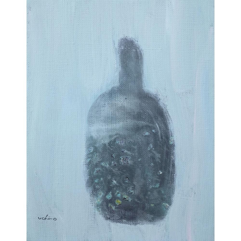 内野隆文　ワインボトル　絵画　F0号　静物画　キャンバス　現代アート　美術　額付