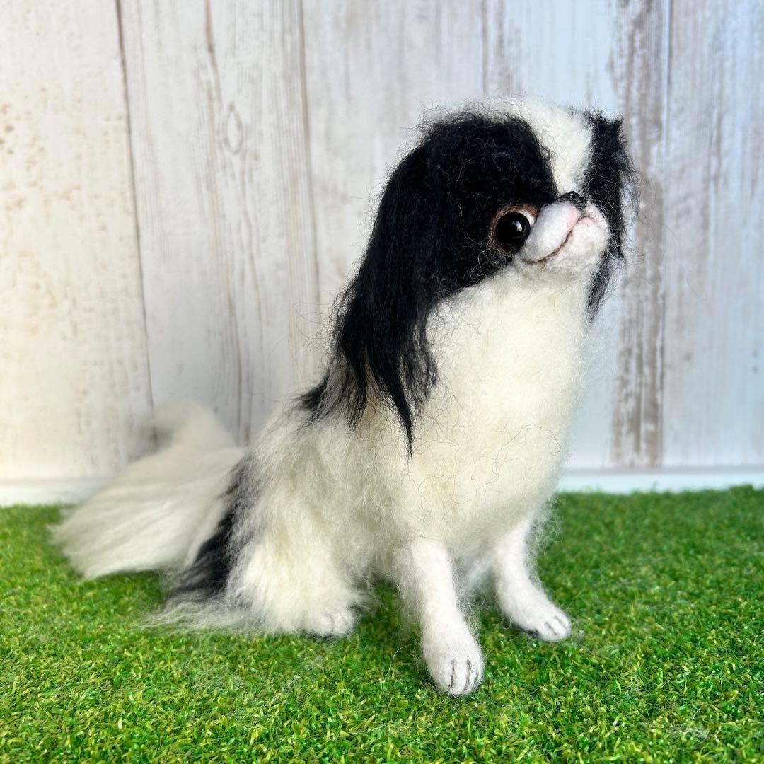 即購入可能。羊毛フェルト【狆】犬　※他にオーダー受付中です。